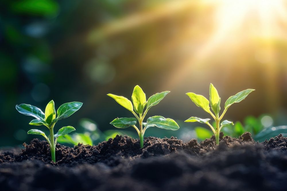 Vibrant seedlings in sunlight growth