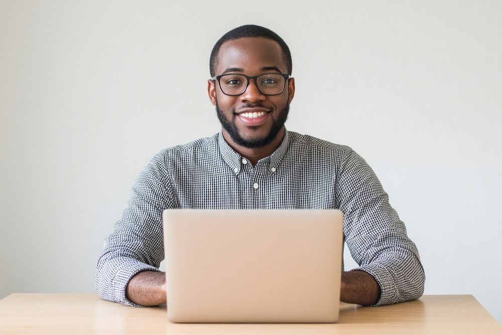 Glasses laptop man computer.