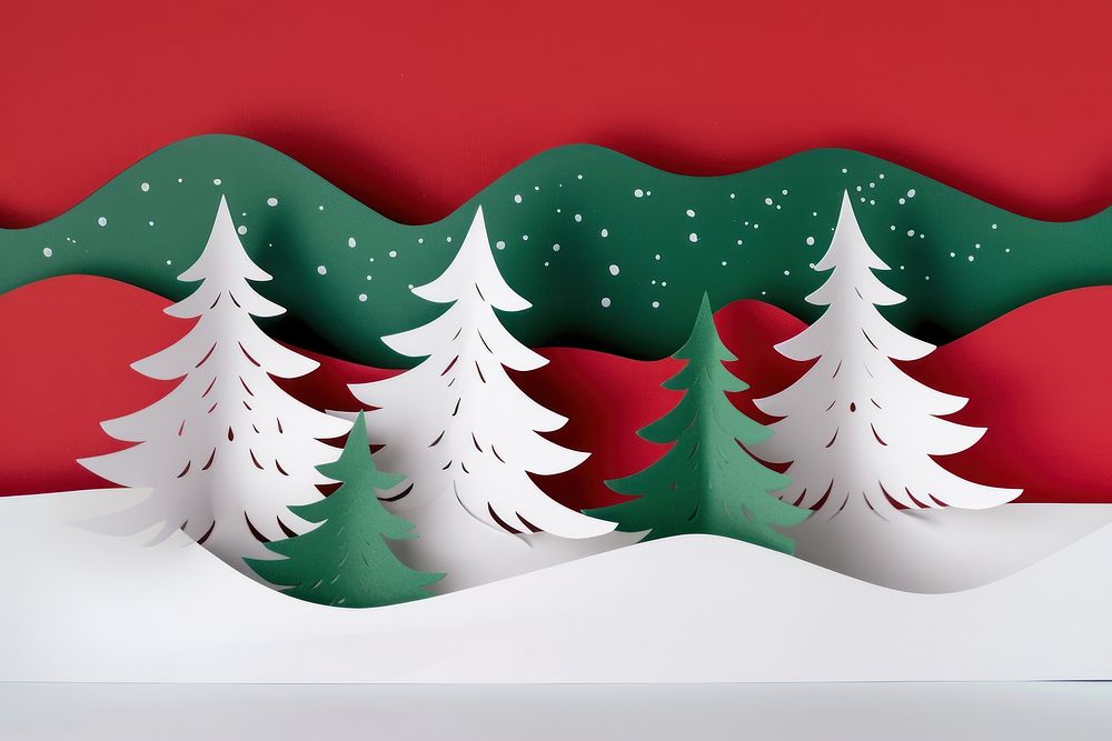 Magical forest with Christmas trees christmas background cutout.