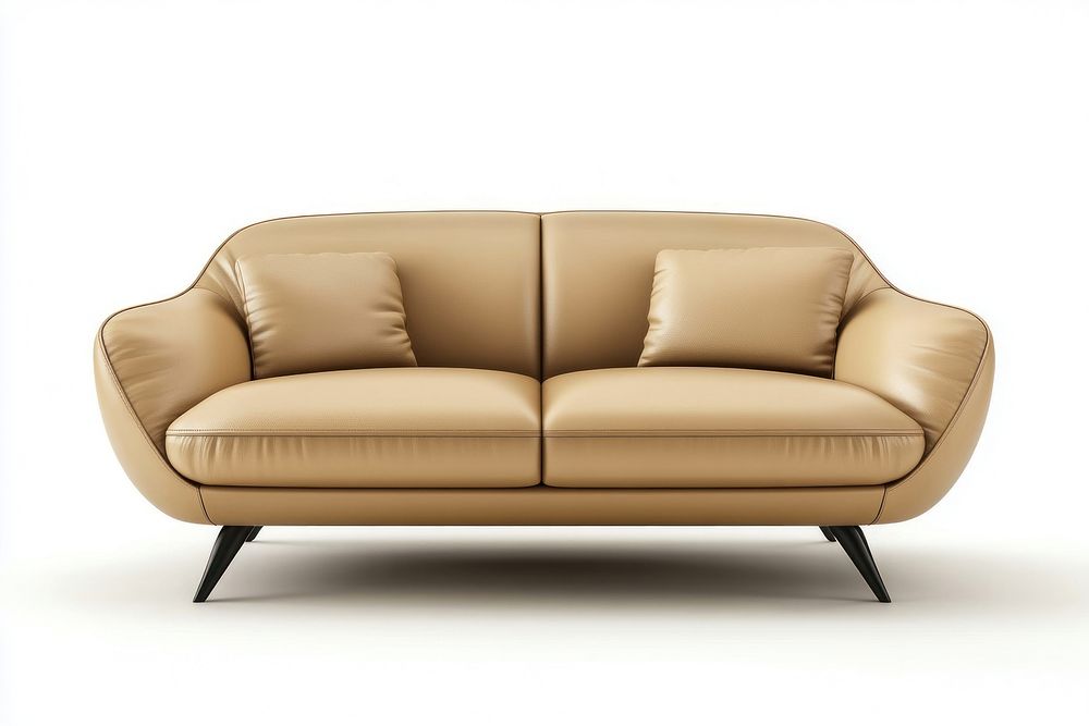 Modern leather couch furniture beige contemporary.