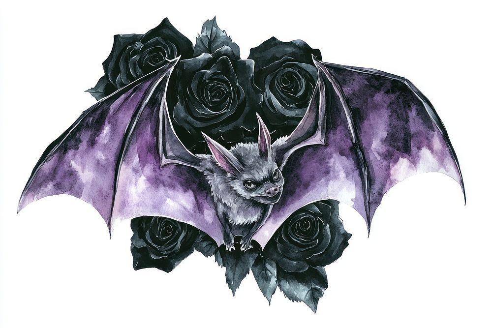 Bat art illustration watercolor.