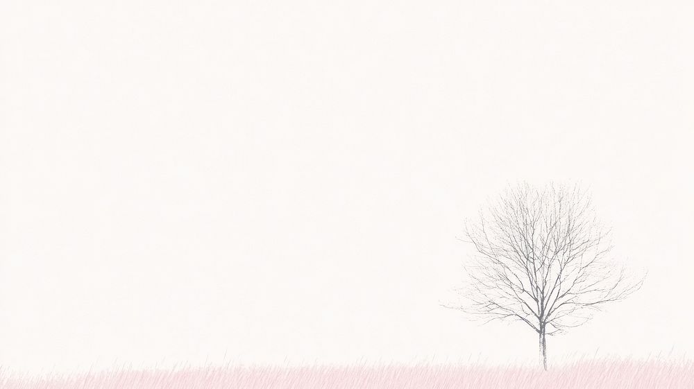 Basic white presentation background with blank space tree art illustrated.