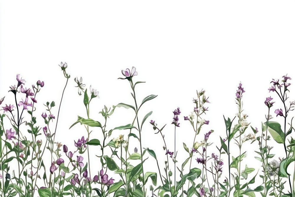 Wild flowers filed border illustration acanthaceae wildflowers.