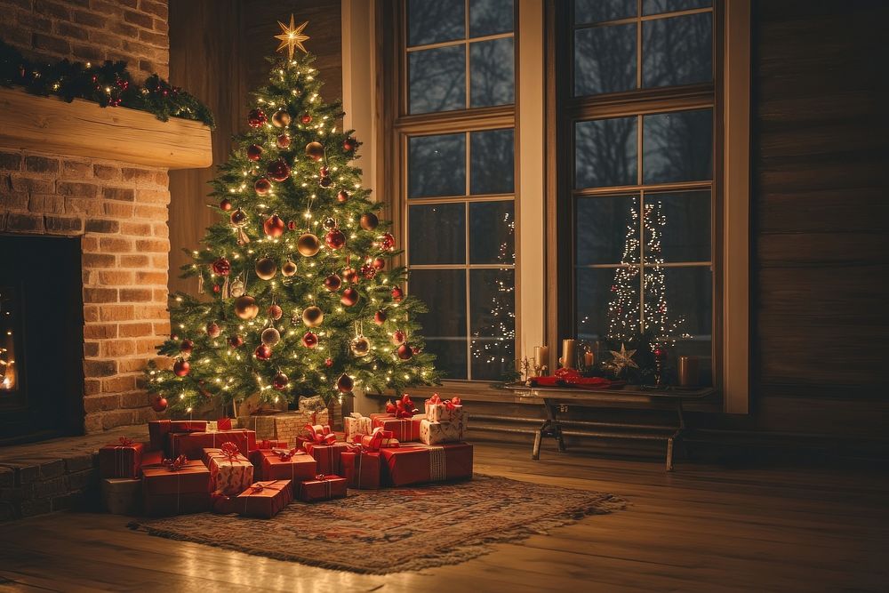 Cozy festive living room ambiance.