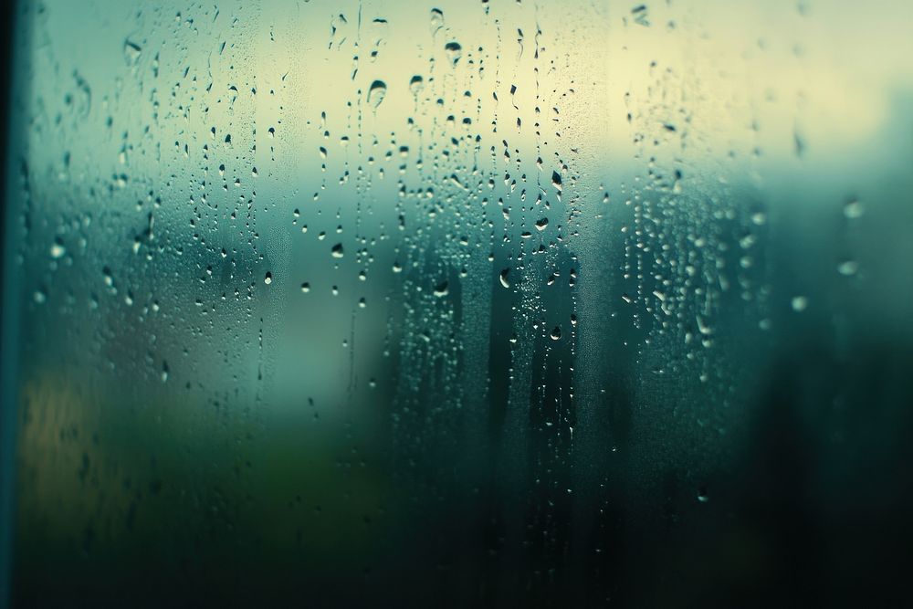 Raindrops on window glass rain photography background.