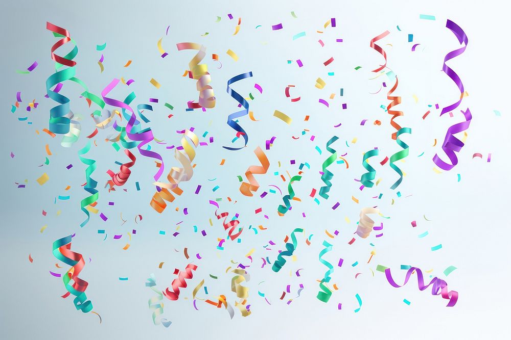 A group small colorful confetti ribbons falling background celebrating celebration.