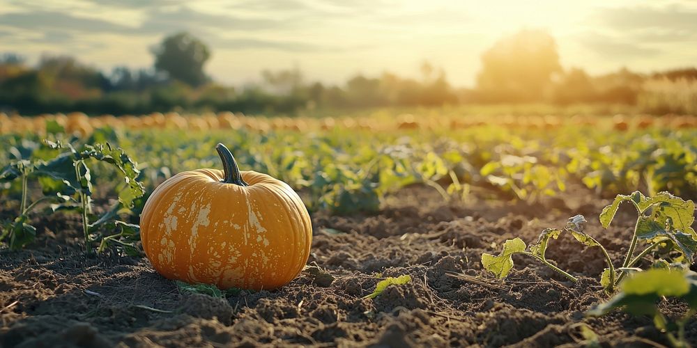 Real pumpkins harvest nature field.