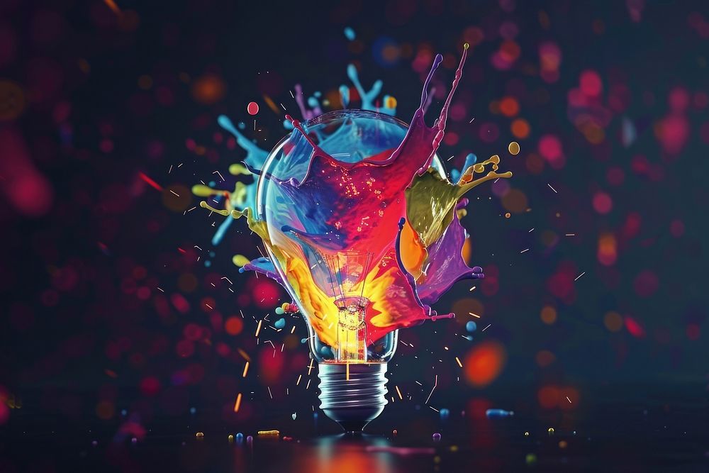 Lightbulb colorful energy splash.