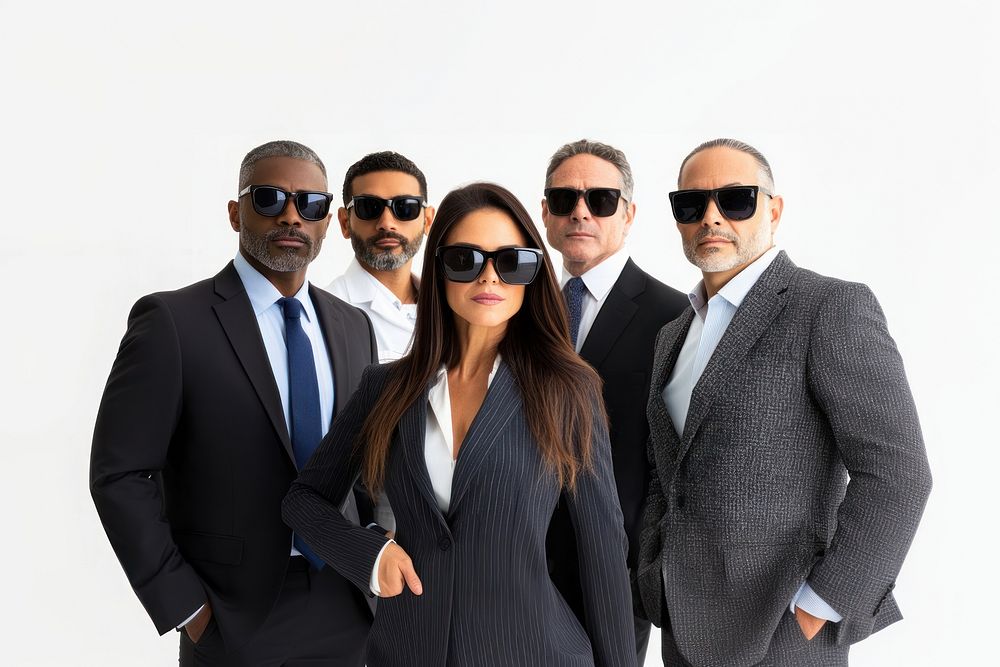 Group of professional people sunglasses professionals business.