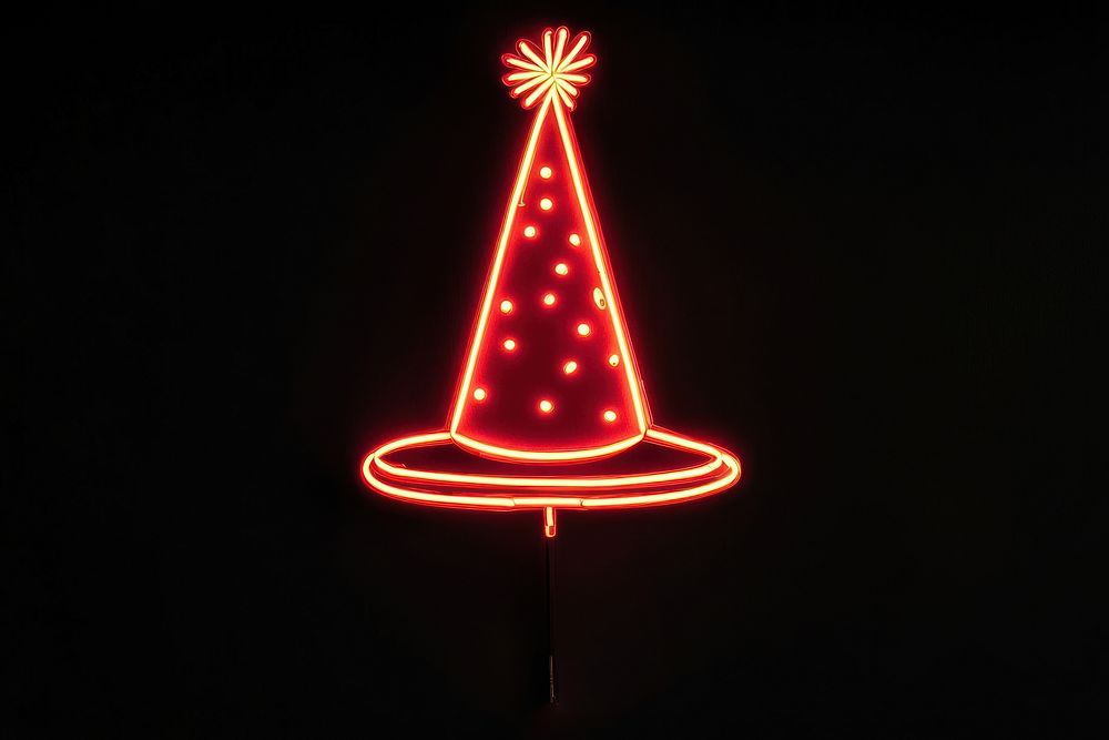 Party hat light neon celebration.