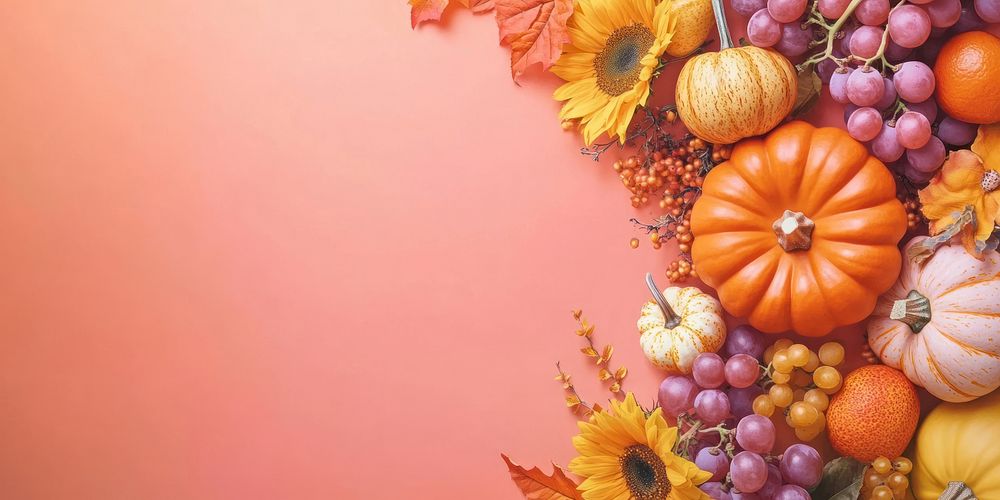 Thanksgiving background pumpkin sunflower autumn.