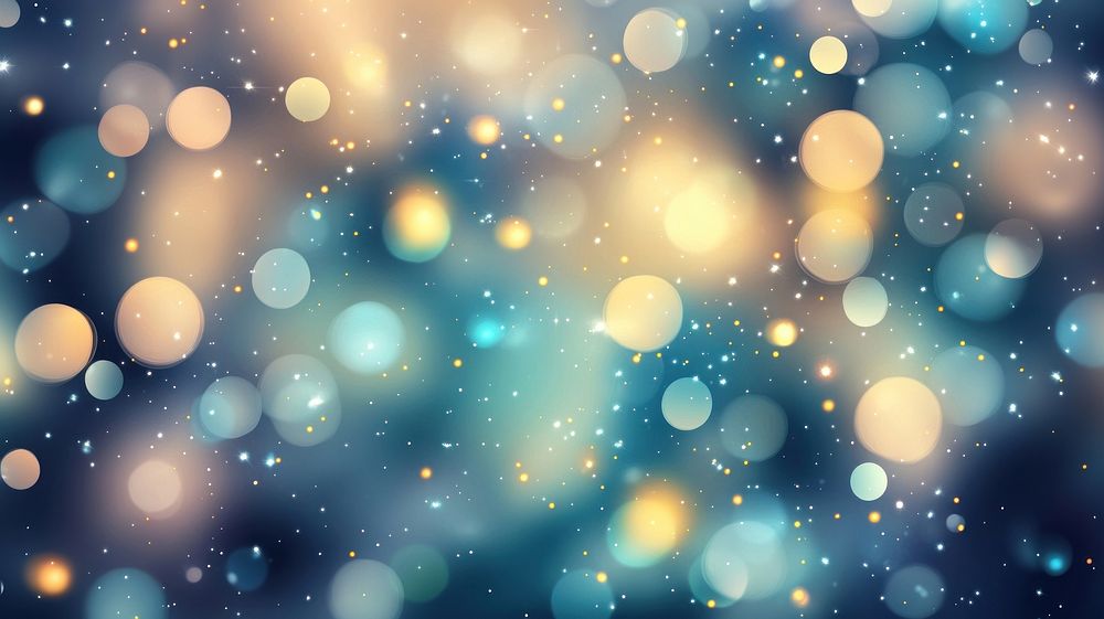 Pastel yellow blurred bokeh light background pattern decorative astronomy.