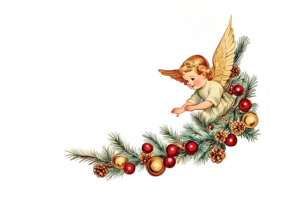 Christmas border corner christmas angel vintage.