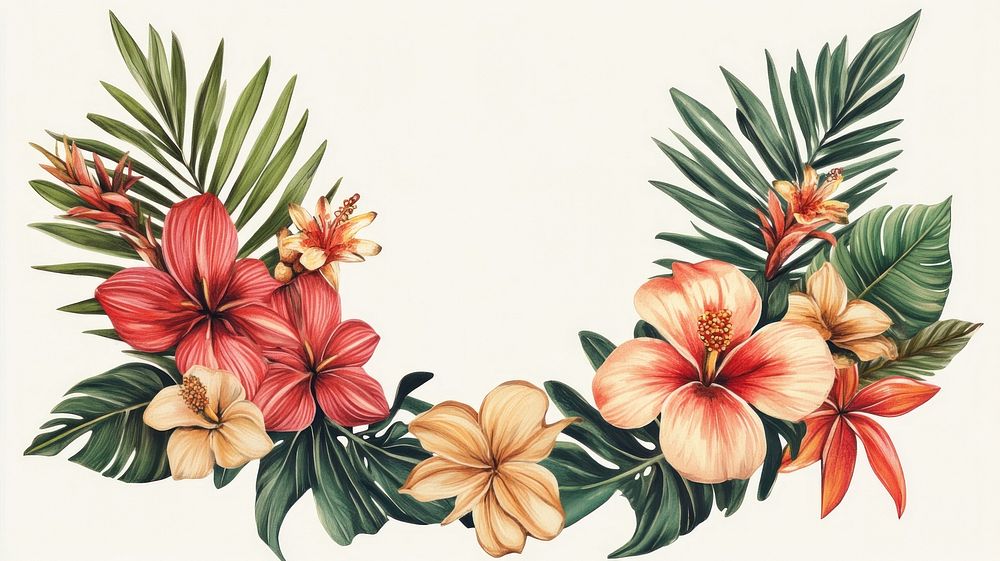 Tropical ornament frame graphics flowers illustration.