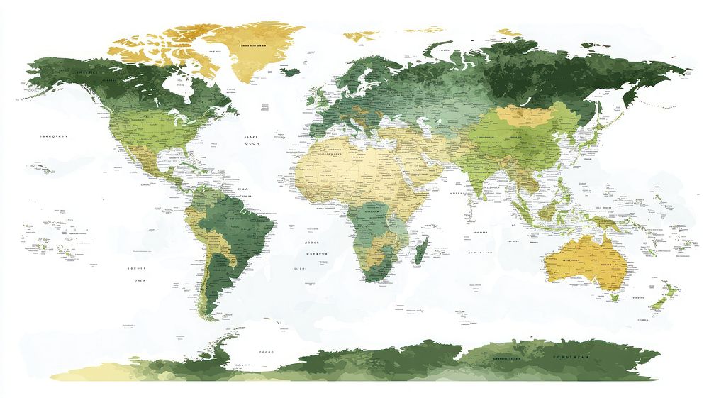 World map with country borders illustration continents design.