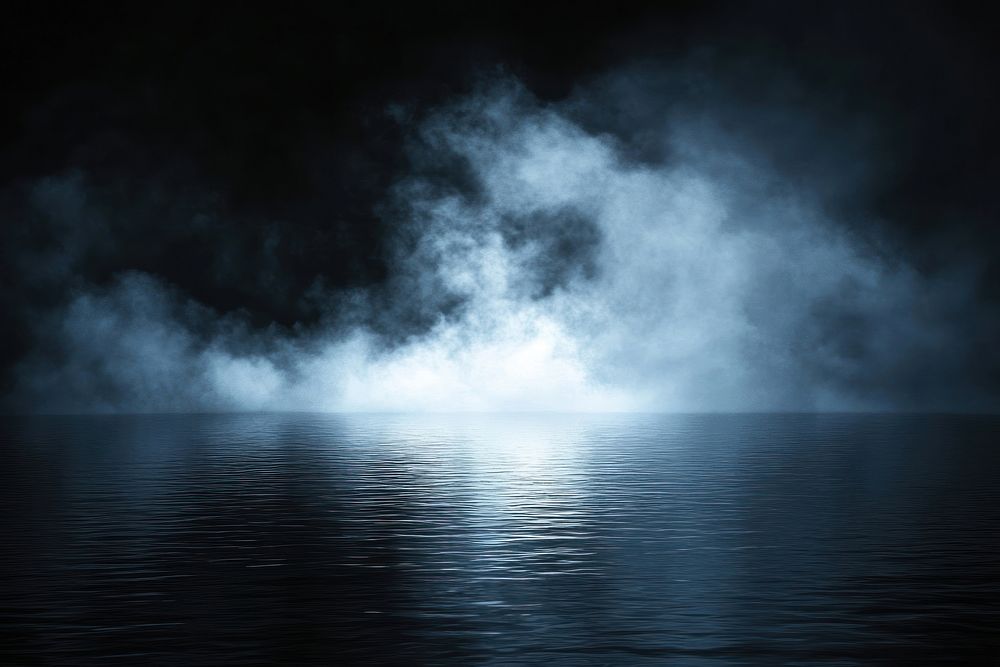 Mysterious fog over dark water