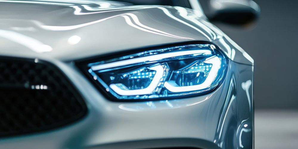 Sleek modern car headlight design.