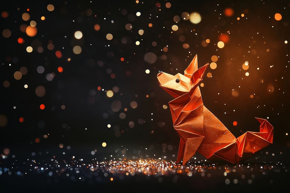 Origami paper animal background sparkling effect.