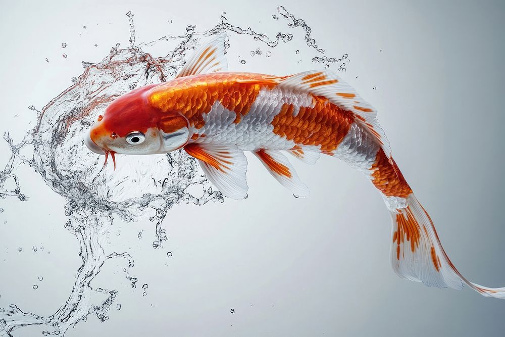 A koi fish photography splash water.