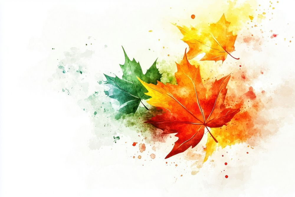 Vibrant watercolor autumn leaves