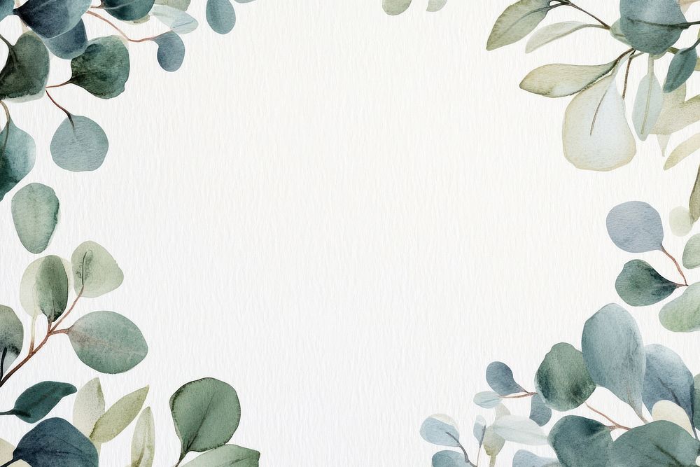 Eucalyptus illustration watercolor background.