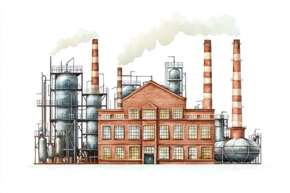 Brick classic factory building architecture illustration stacks.