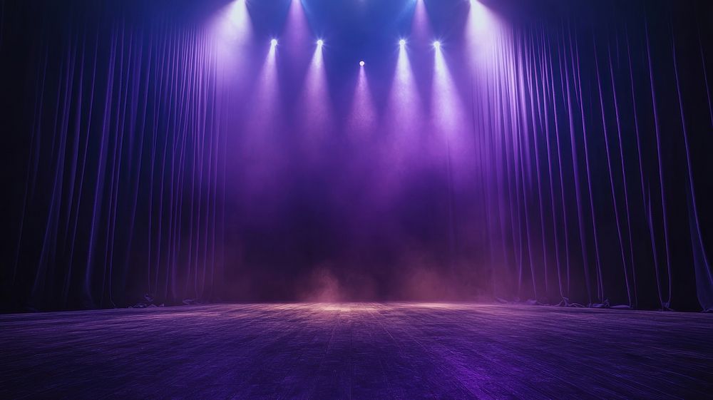 Empty stage with purple lighting.