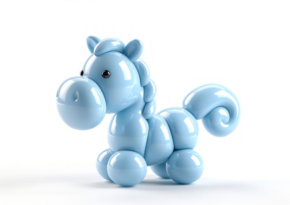 Cute simple horse balloon twisted blue toy art.