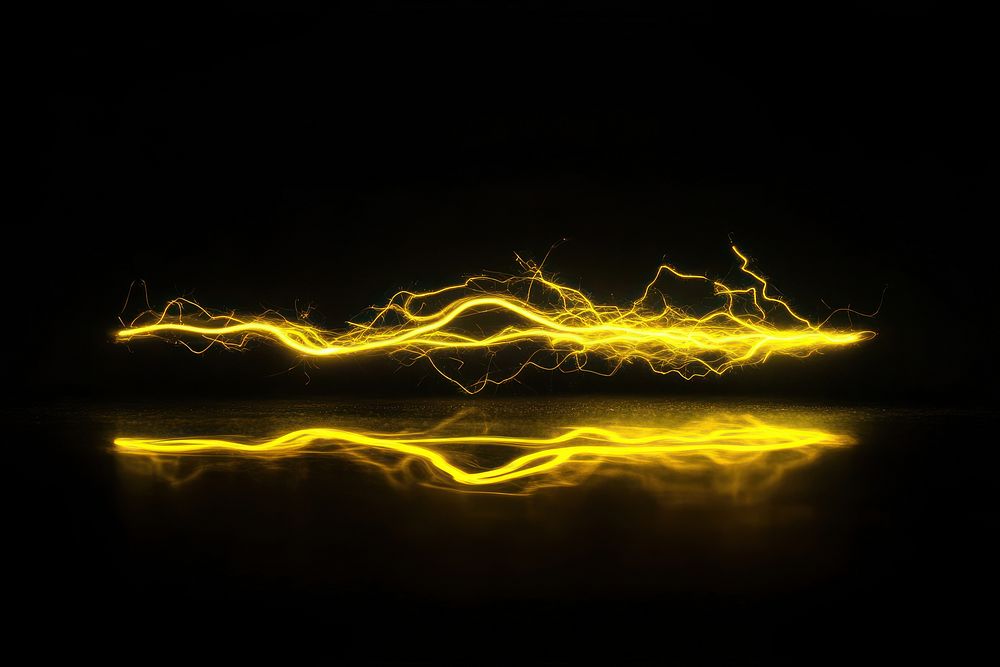 Light strike electric yellow thunderstorm.