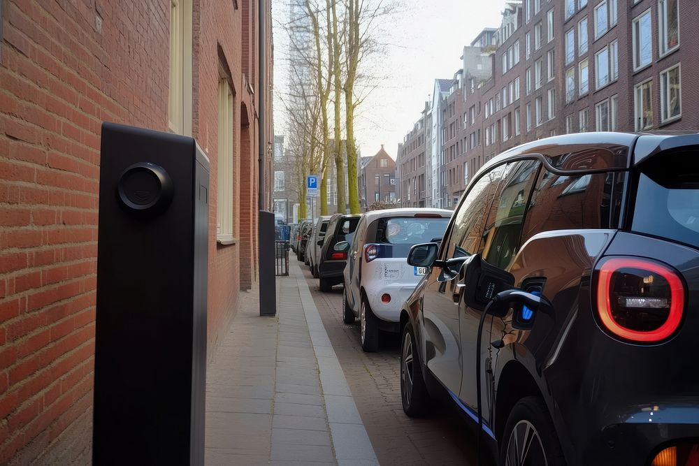 Public parking along the street transportation electric charging.