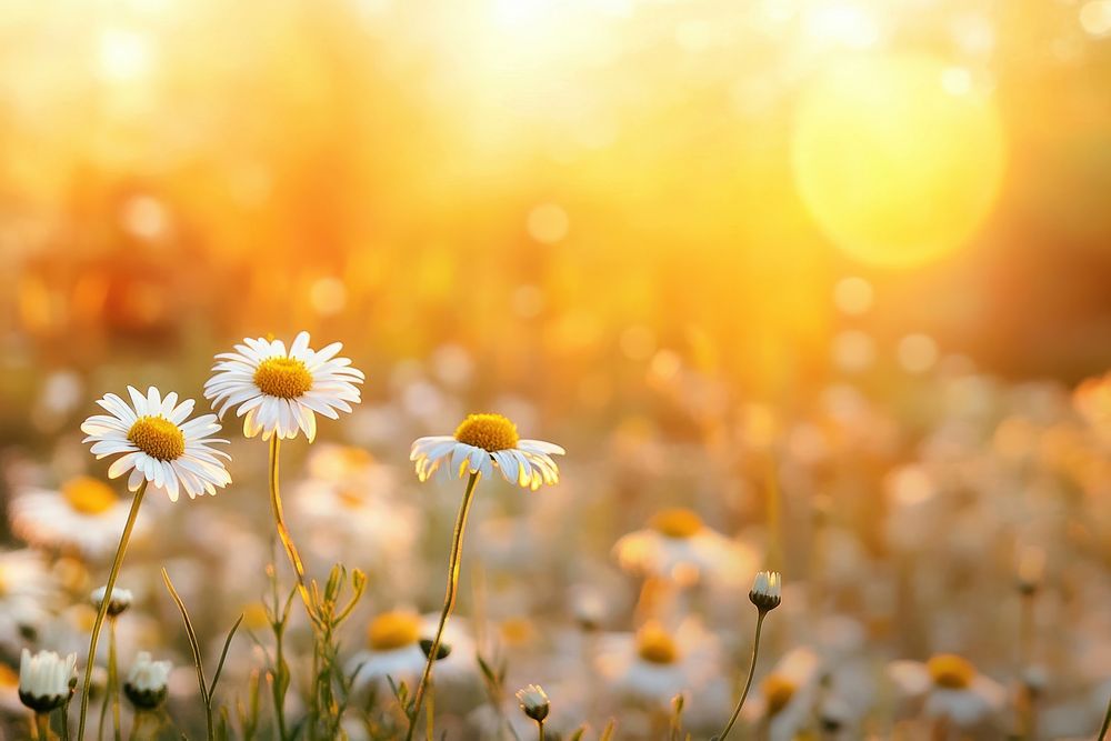 Daisies field sunlight daisies flowers.