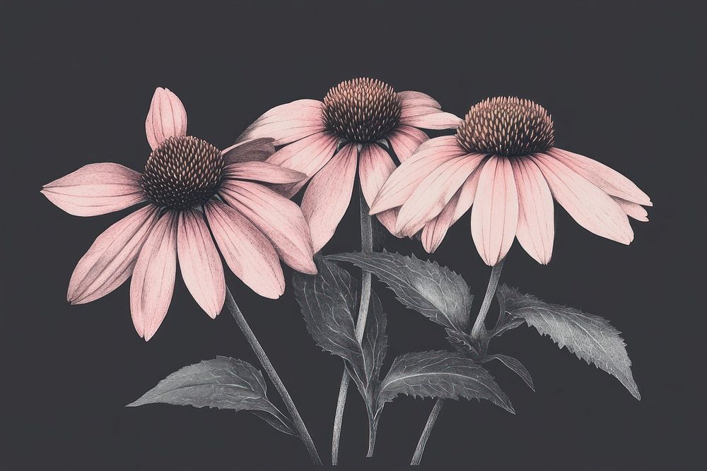 Echinacea flowers illustration art acanthaceae.