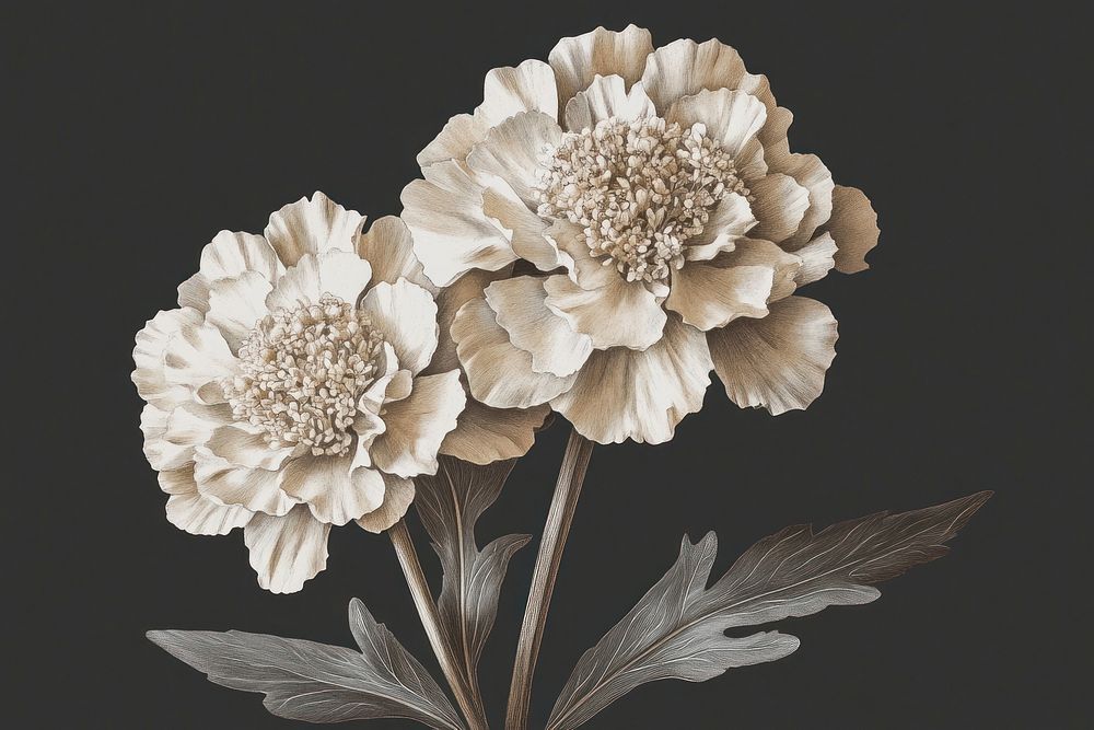 Scabiosa blooms art illustration flower.