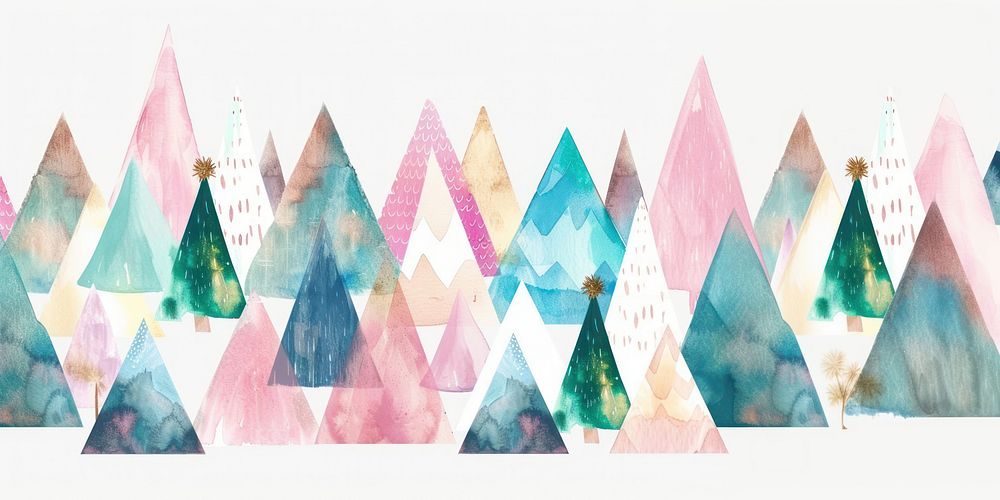 Illustration watercolor mountains triangle.