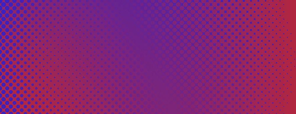 Vibrant red and blue background with halftone gradient and dotted texture. The background features a red and blue color…