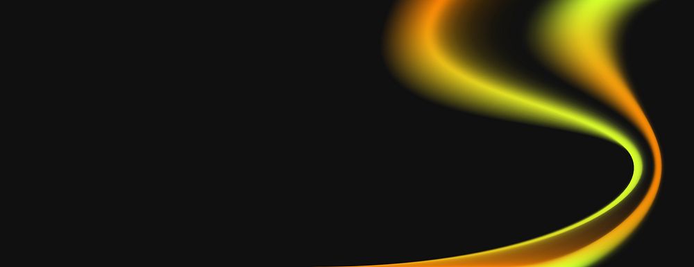 Abstract background with a black background and flowing neon lines. The black background contrasts with vibrant yellow and…