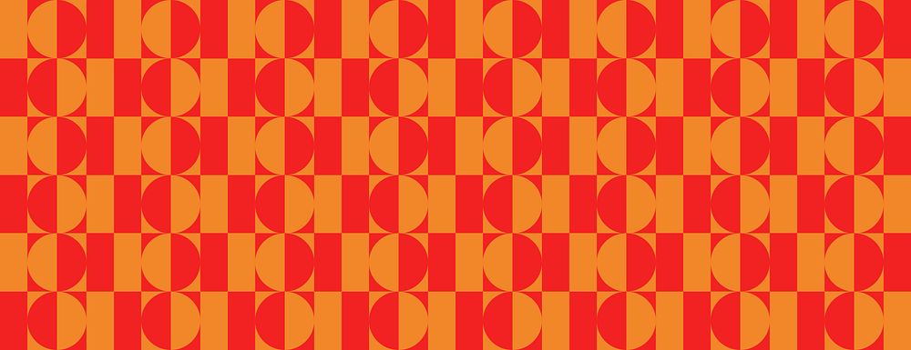 Retro vector geometric background with red and orange repeating patterns. The background features bold red and orange…