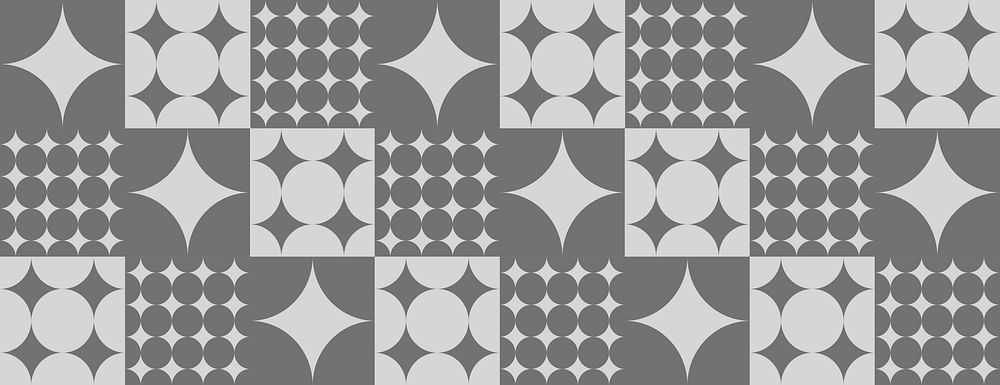 Geometric background with gray and white patterns. The background features gray and white circles and stars in a tiled…