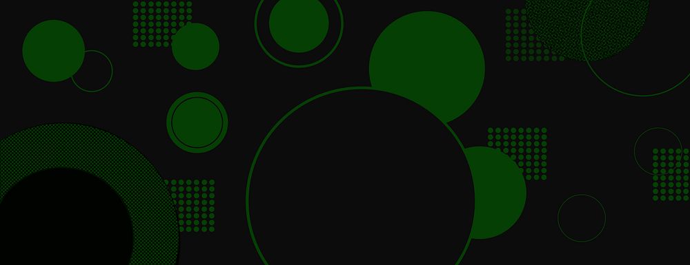 Abstract background with dark background and green circles. Background features geometric patterns. Green color contrasts…