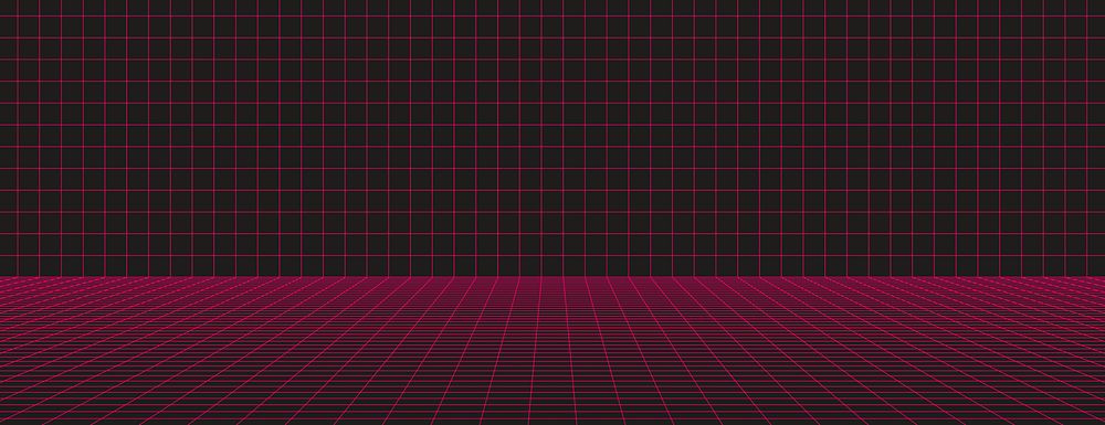 Retro grid background with a black background and pink lines. The background features a digital, neon pink grid pattern.…