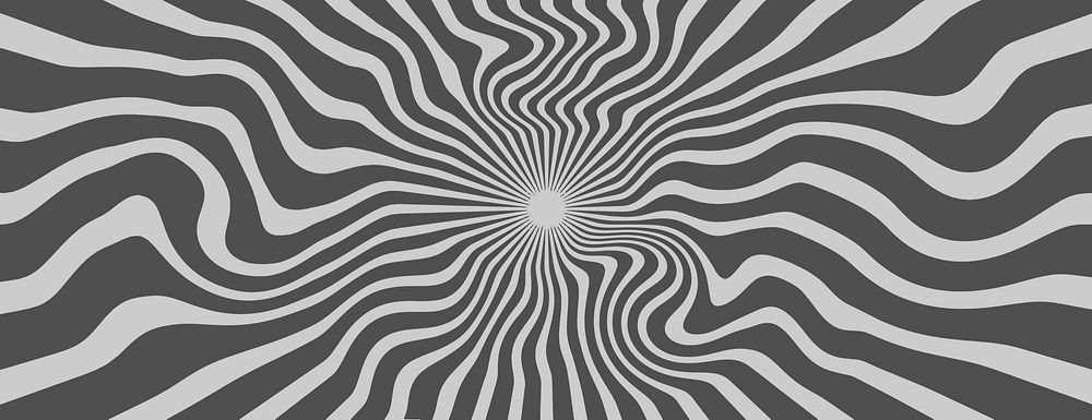 Psychedelic background with swirling black and white lines. The background creates a hypnotic, wavy texture with black and…