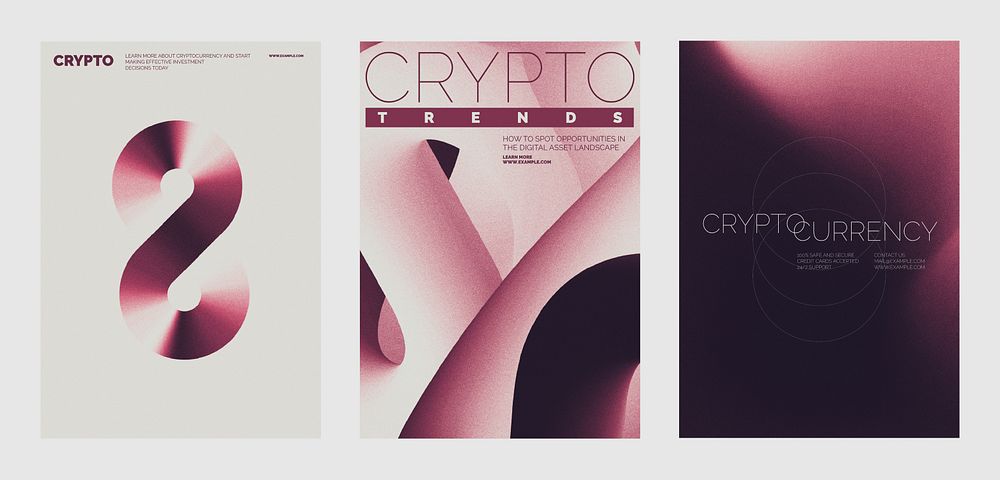 Futuristic crypto finance vector template design set. Futuristic vector poster template set with abstract red gradient…