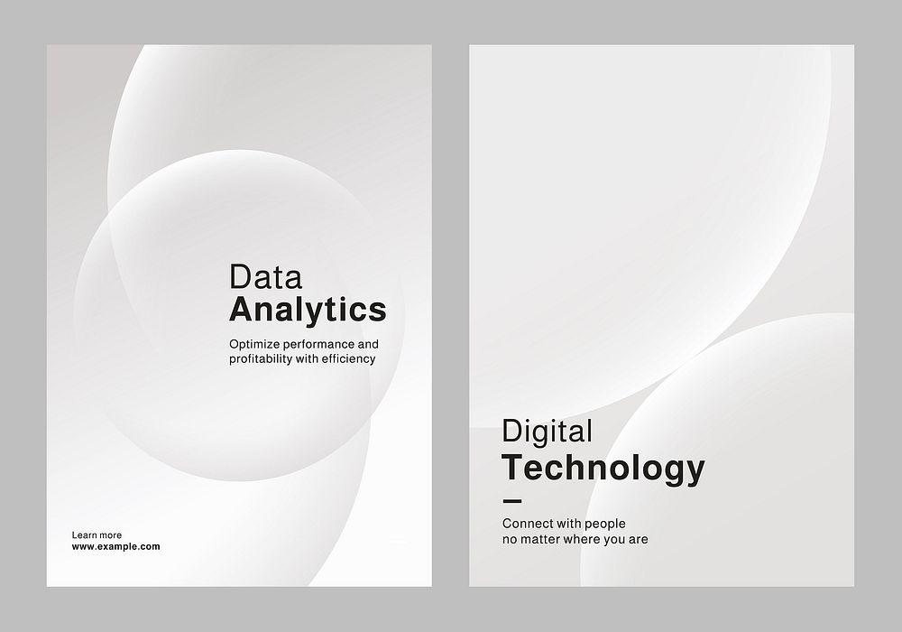 Two poster of technology template set, data analysis. Set of poster templates in gray with digital technology and…