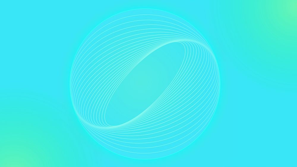 Abstract circle shape in turquoise blue line gradient desktop wallpaper vector. Gradient turquoise blue Digital technology…