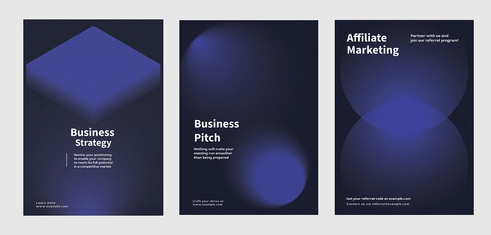 Creative design business marketing poster template vector set. Abstract dark blue gradient designs poster with Business…