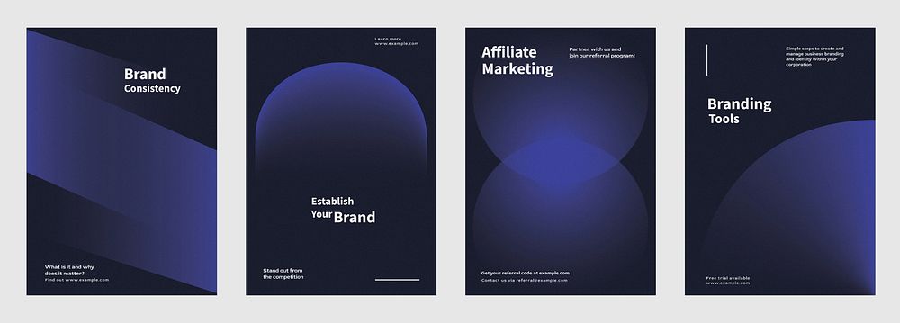 Creative design business marketing poster template vector set. Abstract dark blue gradient designs poster with Business…