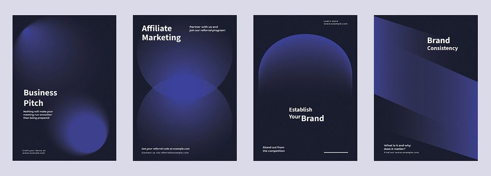 Abstract dark blue shape gradient poster set. Business marketing Modern branding strategy in abstract black gradient poster.…