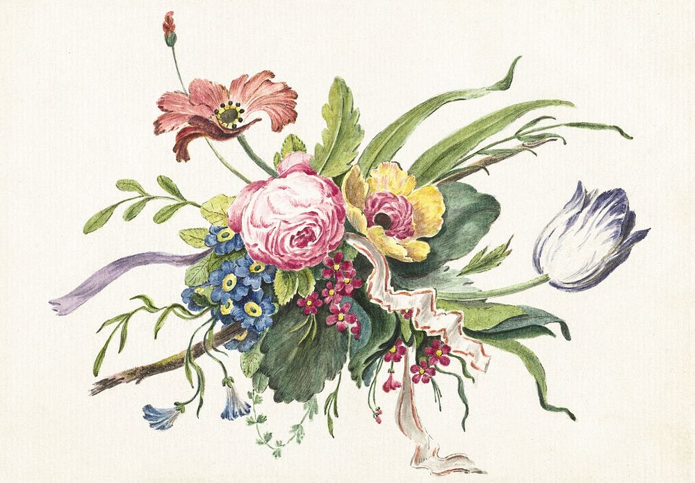 Flower arrangement (1809) by Catharina Wilhelmina Schweickhardt. Original public domain image from The Rijksmuseum.…