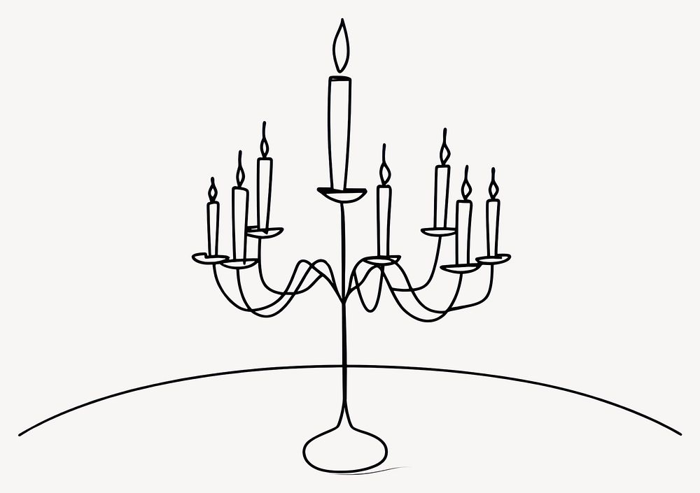 Chandelier candle holder drawing white line vector