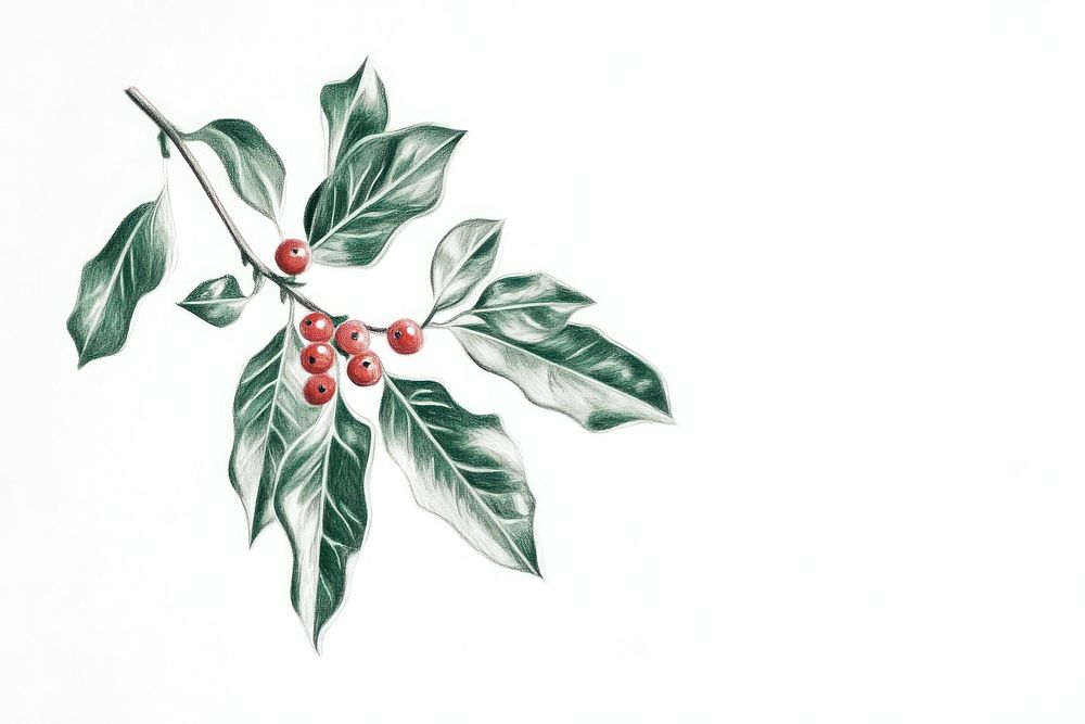 Holly illustration botanical drawing Free Photo Illustration rawpixel